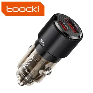 Toocki New Arrivals 95W Car Accessories Car Adapters Type C Transparent Phone Charger Fast Charging