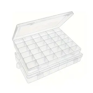 36-Raster klares Acryl-Schmuck-Aufbewahrungsbox Kunststoff-Perlen-Organisator-Schachtel mit Teilern