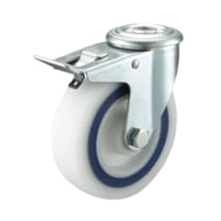 Roues pivotantes industrielles robustes en PP de qualité supérieure avec roulement à billes, frein et protections filetées