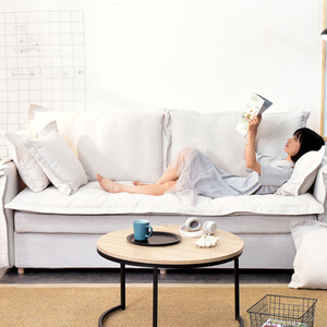 Sofá cama plegable moderno de tela blanca de <span class=keywords><strong>3</strong></span> asientos con almacenamiento para sala de estar, hoteles, apartamentos llenos de material de madera de esponja - Product Image 4