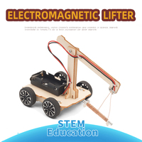 Juguete de Rompecabezas de Madera STEM, Control Remoto, Forma de Dibujos Animados, Kits de Construcción de Ingeniería Científica, Juguetes de Grúa Electromagnética Hechos de Madera