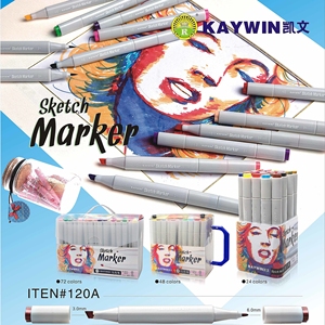 Marqueurs d'esquisse à double pointe Encre à base d'alcool 5mm de largeur d'écriture Marqueurs permanents Ciseau + pointe de balle - Product Image 4