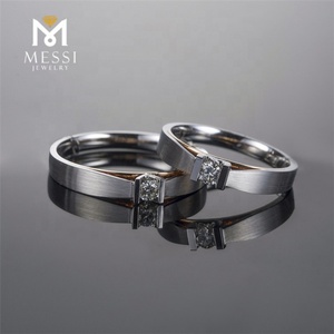 แหวนหมั้นเพชรเทียมทองคำ 14k ดีไซน์เฉพาะของ Messi Jewelry แหวนแต่งงานคู่ - Product Image 6