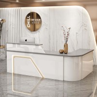 Petit bureau de réception moderne Comptoir de réception Bureau de réception blanc Salon de beauté L Meuble de salon incurvé en coin