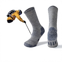 Chaussettes d'hiver en laine mérinos épaissies en tissu éponge thermique pour hommes et femmes - Ski et randonnée, anti-odeurs, absorbant la transpiration, motif uni