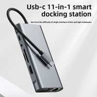 Hub Splitter 11-in-1 Tipe-C ke VGA/PD dengan Docking Station yang Dilengkapi Port USB 3.0 dan Ethernet (Cross-Border)
