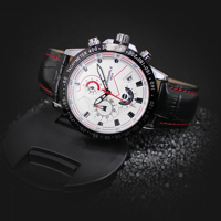 Montre Chronographe Sport Homme 1903 à Quartz avec Tachymètre, Cadran Avancé, Affichage de la Date, Bracelet en Cuir Étanche, Montre-Bracelet de Luxe