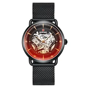 Relogio Masculino นาฬิกาคริสตัลสีสำหรับผู้ชาย,นาฬิกากลไกอัตโนมัติหรูหราเหล็กกันน้ำปี RD32003M