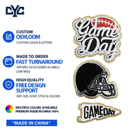 Parche bordado personalizable con letras para el día del partido deportivo, parche para casco de fútbol americano, parche bordado con purpurina para ropa