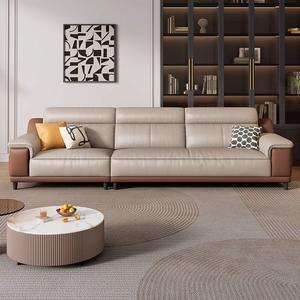 Juego de Sofás Seccionales de Cuero Genuino Estilo Italiano, Diseño Moderno con Estilo Simple para Apartamentos Pequeños, Esponja, 1+2+3 Plazas, Convertible en <span class=keywords><strong>Cama</strong></span> - Product Image 2