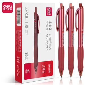 ปากกาเจล Deli S60 ขนาด 0.5 มม. หัวแหลมสีแดง สำหรับสำนักงานและโรงเรียน - Product Image 1