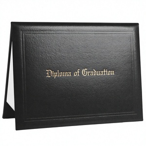 Fundas Protectoras Acolchadas <span class=keywords><strong>de</strong></span> Cuero Sintético para Diplomas y Certificados, Portadocumentos <span class=keywords><strong>de</strong></span> Graduación, Tamaño Carta 8.5x11, Color Negro - Product Image 1