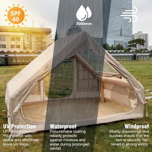 Carpa de Camping Inflable para las Cuatro Estaciones, Impermeable, de Tela Oxford, con Apertura Automática Rápida, Diseño Portátil para Senderismo - Product Image 3