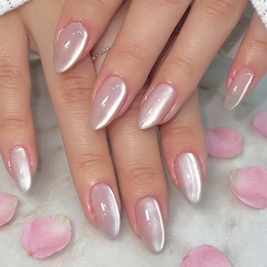 30 Piezas 3975 <span class=keywords><strong>Uñas</strong></span> Postizas Acrílicas a Presión con Diseño Artístico Ojo <span class=keywords><strong>de</strong></span> Gato Rosa para San Valentín, Forma <span class=keywords><strong>de</strong></span> Almendra Corta - Product Image 1