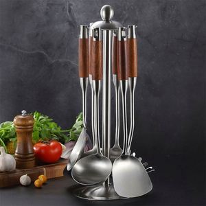 High Quality Stainless Steel <b>Kitchen</b> Utensils Set Cooking Kitchenware Set With Wooden Handle for Home <b>Kitchen</b> Cooking Frying - Product Image 6