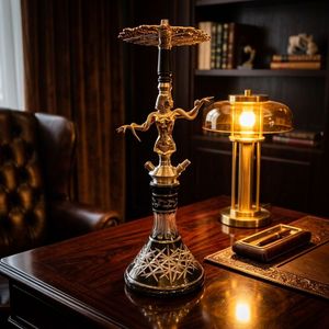 Juego de Cachimba Decorativa Dorada, Pipa de Agua Metálica, Escultura para Mesa de Salón - Product Image 3
