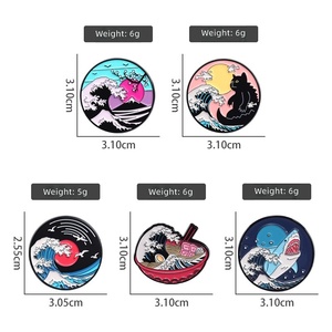 Pins Esmaltados Estilo Japonés, Dibujos Animados de Tiburones y Gatos, Estilo Pintura al Óleo, Insignia Vintage, Artesanía Metálica Personalizada, Broche de Esmalte Duro y Suave - Product Image 2