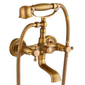 Ensemble de <span class=keywords><strong>douche</strong></span> antique en laiton massif, style européen rétro, mitigeur de <span class=keywords><strong>douche</strong></span> à effet pluie apparent avec construction en laiton - Product Image 1