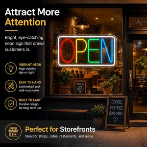 Four Color OPEN LED Neon <b>Sign</b> With White Frame Acrylic <b>Sign</b> Wall Decor Open <b>Sign</b> for Small Business Shop Window Display - Product Image 3