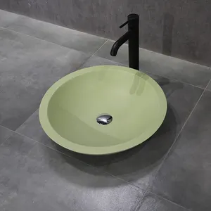 KKR最新绿色浴室水槽固体表面洗手盆