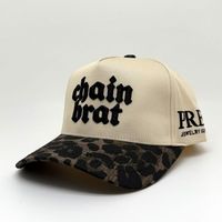 Casquette de baseball unisexe en coton à 5 panneaux, imprimé léopard, bicolore, avec broderie épaisse personnalisée style graffiti, tendance, OEM ODM PANDU