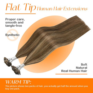 Extensions de cheveux à pointe plate de 18 pouces, Ktip, cheveux humains naturels, fusionnement invisible, ajoute du volume pour les mariages <span class=keywords><strong>et</strong></span> les événements spéciaux, 100g - Product Image 3