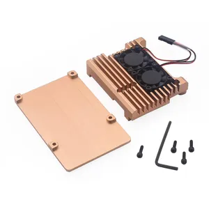 KEYES alüminyum kasa alaşım zırh soğutma Heatsink çift fanı ahududu Pi için ahududu Pi 4 Model B