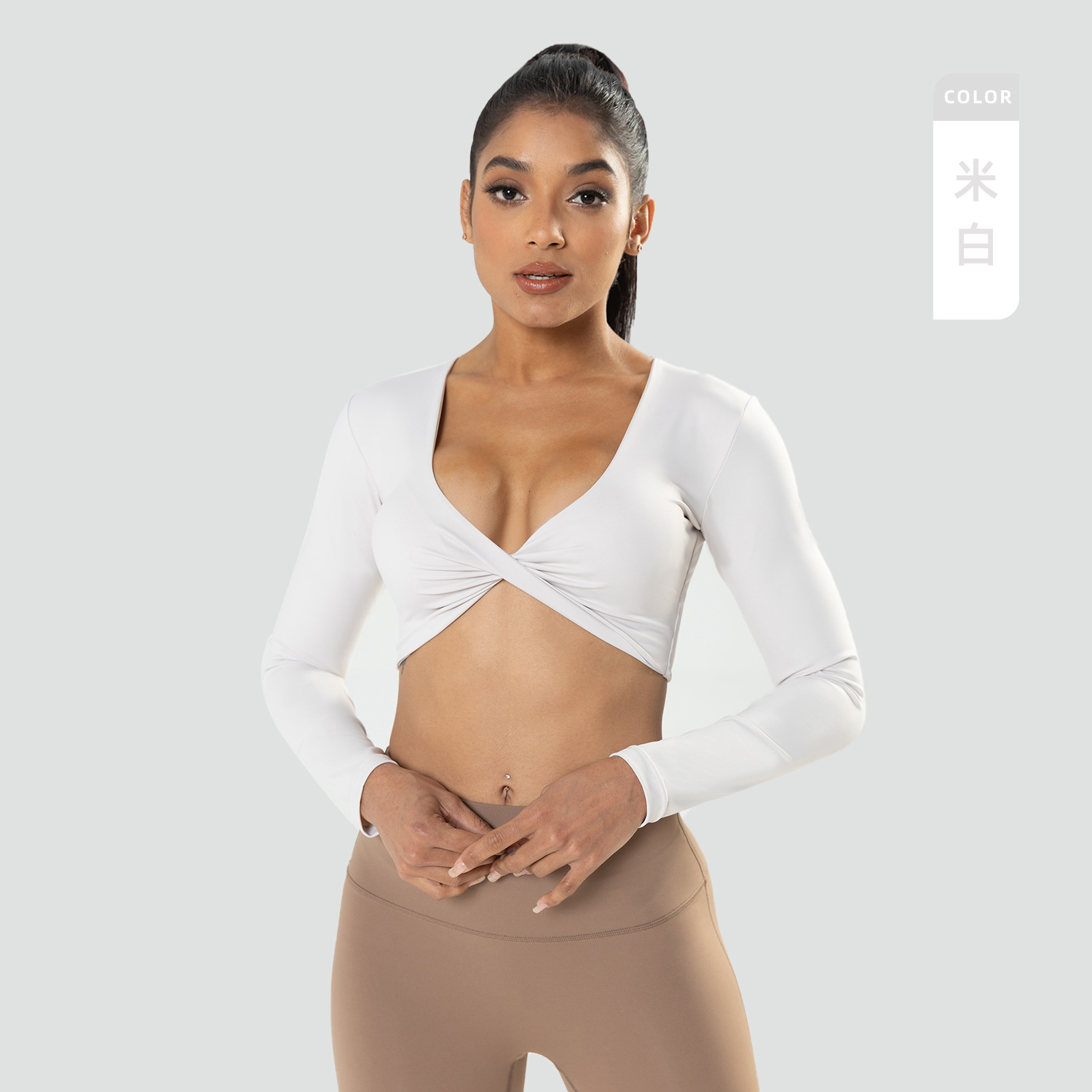 New Women's Deep V-Neck Ins Style Long-Sleeved Fitness Shorts Tops Slim Breathable Outdoor Yoga Clothes for Autumn Season