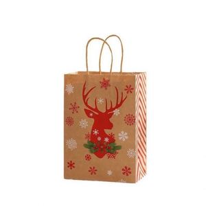 Custom Christmas Holiday Candy Party Recyclable Tote Brown <b>Bag</b> Creative Paper Color Gift <b>Bag</b> with Handle - Product Image 1