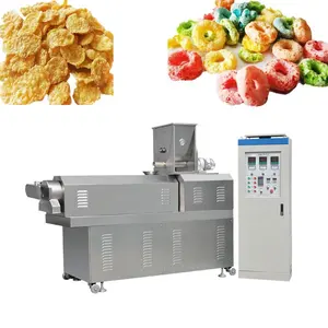 Fabricación eléctrica 150 kg/h Capacidad SS Material Corn Flakes que hace la máquina Desayuno Planta de cereales