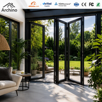 Porte pliante en aluminium à double vitrage moderne sur mesure pour véranda, solarium, chambre d'appartement, isolation thermique