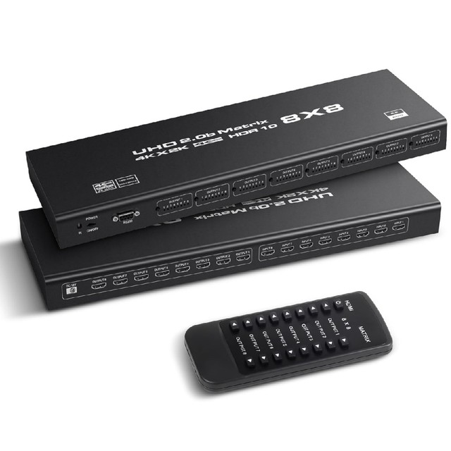 SYONG Ultra HD 4K60Hz 8x8 HDMI Matrix Switch 8 in 8 Out Switcher Splitter Mirror with Remote Control Supports UHD 4K HDR10