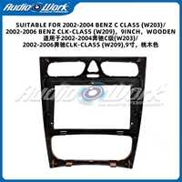Cadre de tableau de bord en bois pour Mercedes Classe C (W203) 2002-2004, Classe CLK (W209) 2002-2006, 9 pouces, conserve le climatiseur automatique