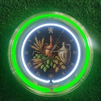 Jam Dinding Neon Krom 17 inci dengan Cincin Ganda, Lampu Neon Kustom, Harga Pabrik China, Tanpa Minimum Order, untuk Dekorasi Promosi Rumah & Bar