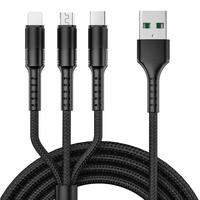 Câble de charge multi-ports, câble de charge 3 en 1, câble USB tressé en nylon, cordon de charge universel avec Type-C, Micro USB et IP