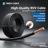 Câble de commande flexible JINDA RVV 3*1,5 mm² 3 conducteurs en cuivre toronné gainé PVC 300/500V pour câblage intérieur CE/CCC