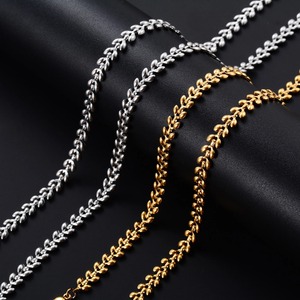 Collier ras du cou élégant en acier inoxydable plaqué or pour femme, chaîne maillons blé, accessoire de bijouterie en métal - Product Image 5