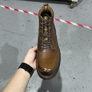 <b>Work</b> <b>Boots</b> Men Brown Leather Lace Up Ankle <b>Boots</b> Office Career Wear Abrasion Resistant Vintage Style Youth 18-40 - Product Image 3