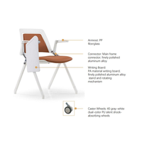 Chaise de conférence empilable ergonomique moderne avec tablette d'écriture et accoudoirs réversibles pour salles de conférence et écoles