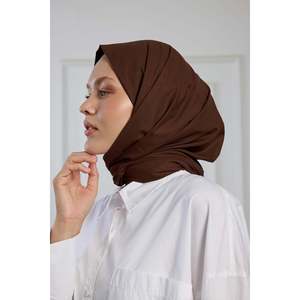 Écharpe en coton pur marron - Product Image 2