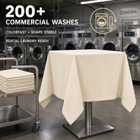Nappe carrée tissée ivoire en gros, 240 GSM, polyester filé MJS, réutilisable, durable, lavable, pour usage commercial, hôtels, restaurants, mariages
