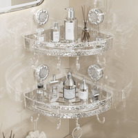 Étagère de salle de bain de style luxe léger Étagère de rangement murale en plastique pour produits de bain Étagère de rangement d'angle murale étanche