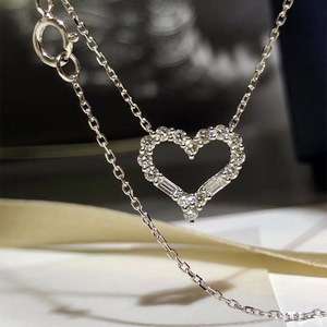 Collana girocollo semplice a forma di cuore per donna, catena corta alla clavicola, gioielli alla moda - Product Image 2