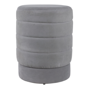Pouf Rotondo in Velluto Grigio Scamosciato, Poggiapiedi per Arredamento Soggiorno, Sedia per Toeletta, Seduta Decorativa per la Casa - Product Image 4