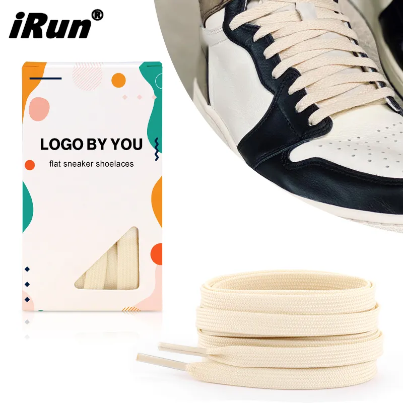 IRun Vintage Aesthetic Basics Flat Thin Shoe Laces Cream And Sail Flat Polyester Retro SB Dunks Sneaker Shoelaces