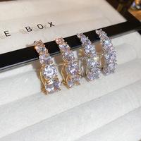 Anting Hoop Berlapis Emas Fashion Grosir Kustom Minimalis Anti Luntur dengan Zirkonia Kubik 3A untuk Wanita Pesta.