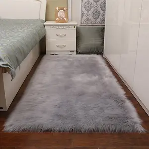 Solid Color Sheepskin Hairy Carpet Shag Carpet Faux Fur Sheepskin Area Rug Living Room Area Rug Woven All-season Anit-slip 75