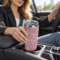 Gobelet à café isotherme de luxe en acier inoxydable à double paroi de 16 oz avec couvercle, orné de strass étincelants, idéal pour la fête des Mères