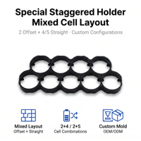 Support de cellules décalées OEM/ODM, disposition mixte 2+4, 2+5, 4+6 pour pack de batteries de véhicules électriques, moulage par injection plastique ABS, personnalisé, échantillon gratuit