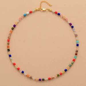 Collar de Moda con Cuentas de Acero Inoxidable y Colgante de Piedra Natural en Forma de Cilindro Pequeño Zoryn para Mujer - Product Image 6